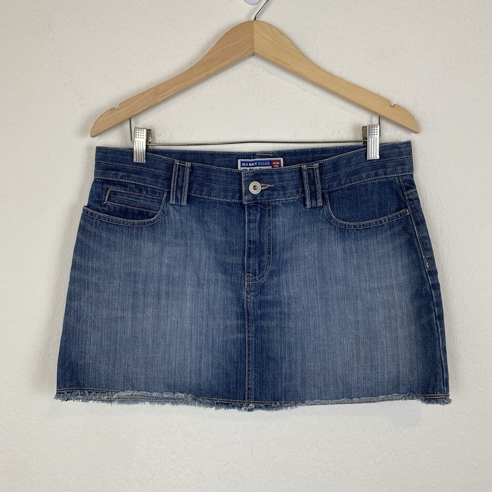Y2k 2006 Old Navy Size 10 Micro Skirt Jean Denim Blue Ultra Low Waist Rise